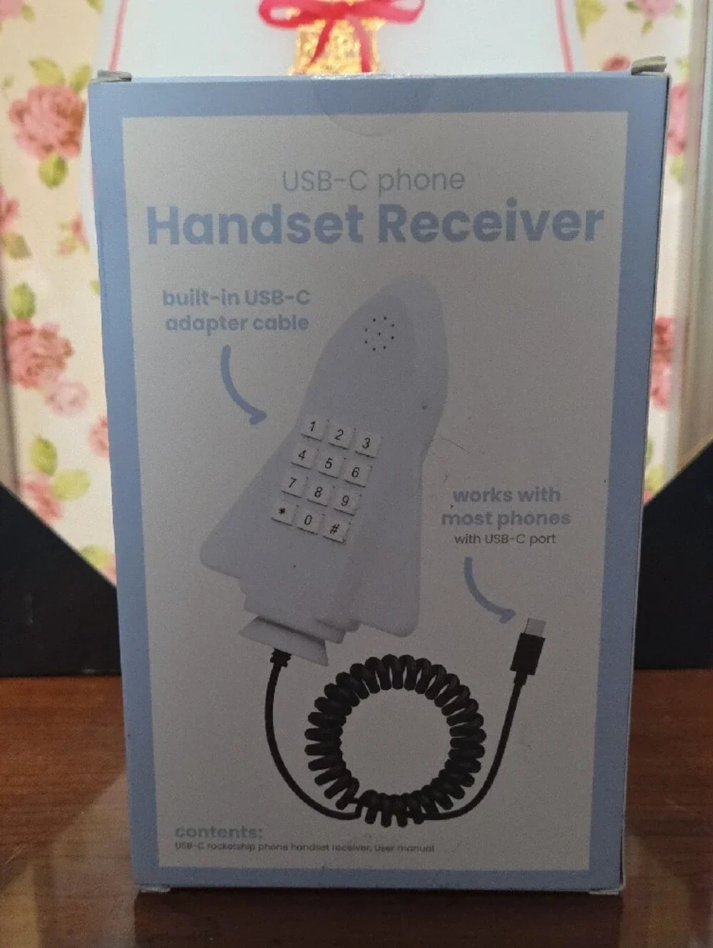 USB-C Handset Receiver - White Retro Phone Handset